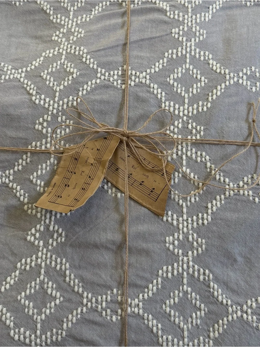 Lucky Brand Home Gray Embroidered Cotton Duvet Cover Full/Queen 86x90